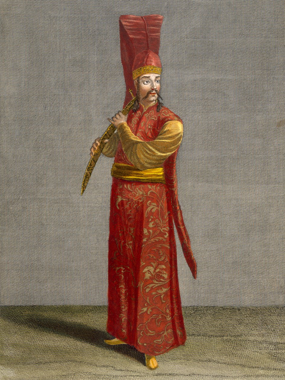 Selektir Agassi, płyta 7 z „Kolekcja stu druków reprezentujących różne narody Lewantu” Charlesa de Ferriola, sztychowana przez Gerarda Scotina (1671-1716), 1707-08 (kolorowe en autorstwa Jean Baptiste Vanmour