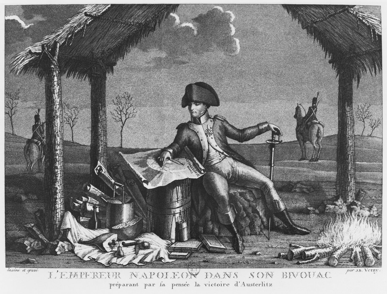 Biwak cesarza Napoleona I planującego zwycięstwo pod Austerlitz, 1805 autorstwa Jean Baptiste Verzy