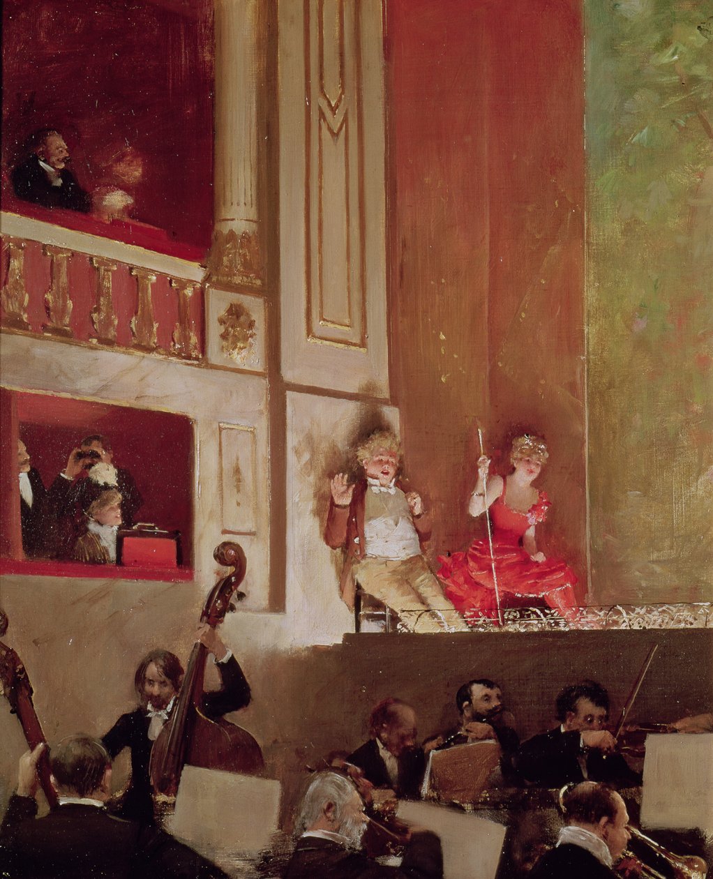 Rewia w Theatre des Varietes, ok.1885 autorstwa Jean Beraud