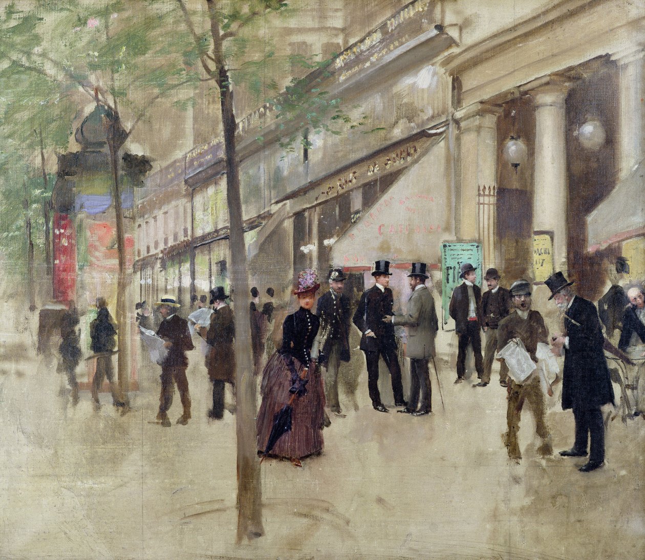 Boulevard Montmartre i Theatre des Varietes, ok. 1886 r. autorstwa Jean Beraud