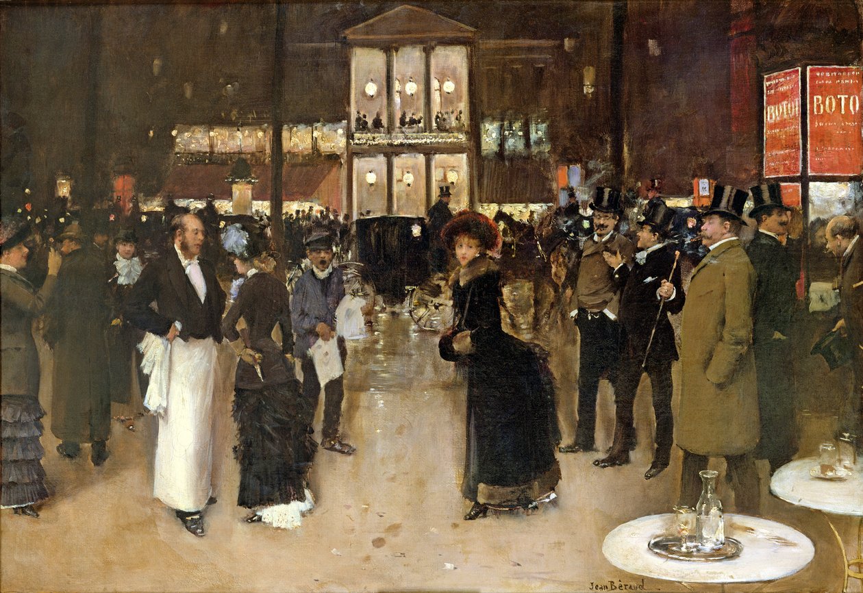 Bulwar nocą, przed Theatre des Varietes, ok. 1883 r. autorstwa Jean Beraud