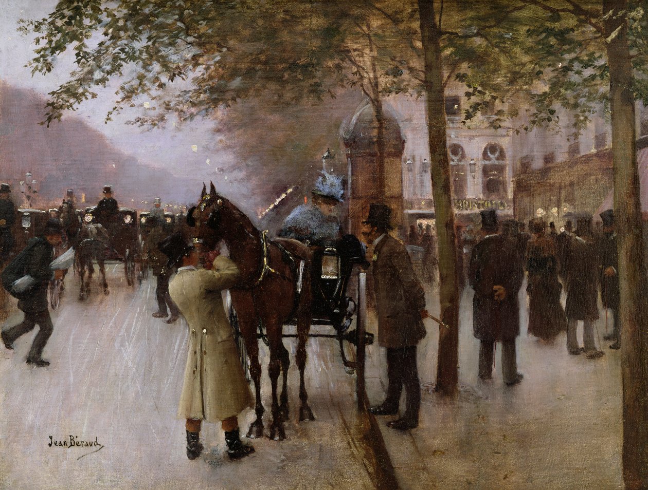 Bulwary, wieczór przed Cafe Napolitain, koniec XIX w. autorstwa Jean Beraud