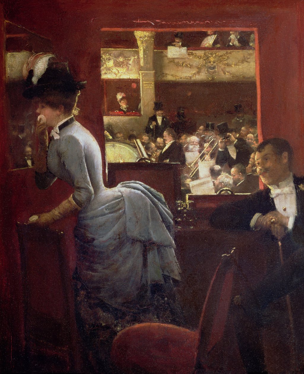 Pudełko przy straganach, ok. 1883 r. autorstwa Jean Beraud