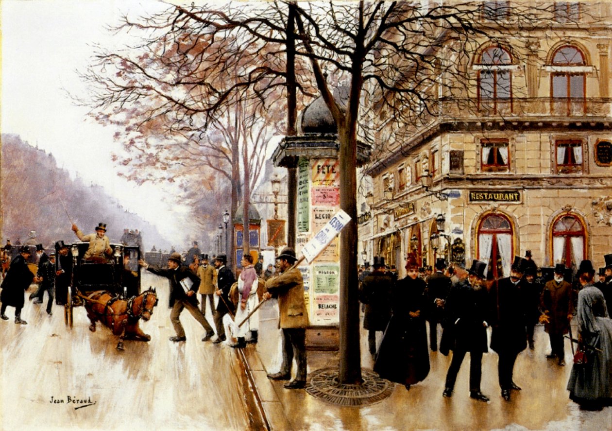Wypadek w taksówce autorstwa Jean Beraud