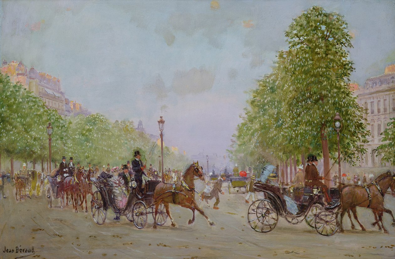 Promenada na Polach Elizejskich autorstwa Jean Beraud