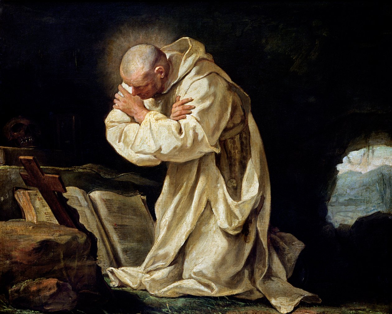 Św. Bruno (1030-1101) Modlący się na pustyni, 1763 autorstwa Jean Bernard Restout