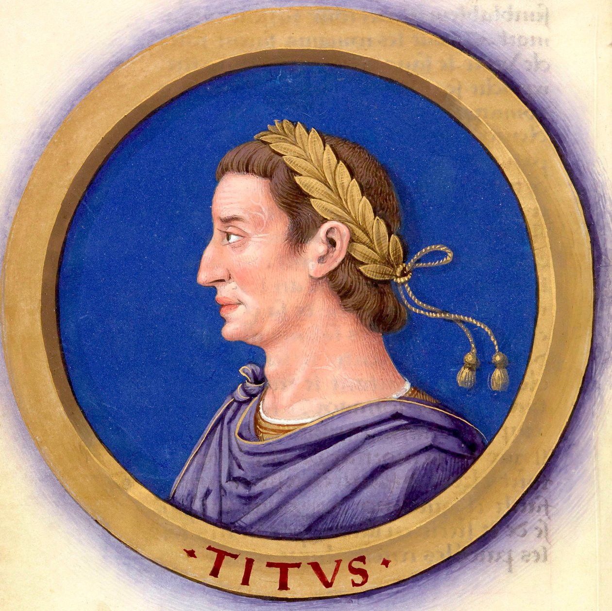 Opis dwunastu Cezarów z ich postaciami 11-Tytus autorstwa Jean Bourdichon