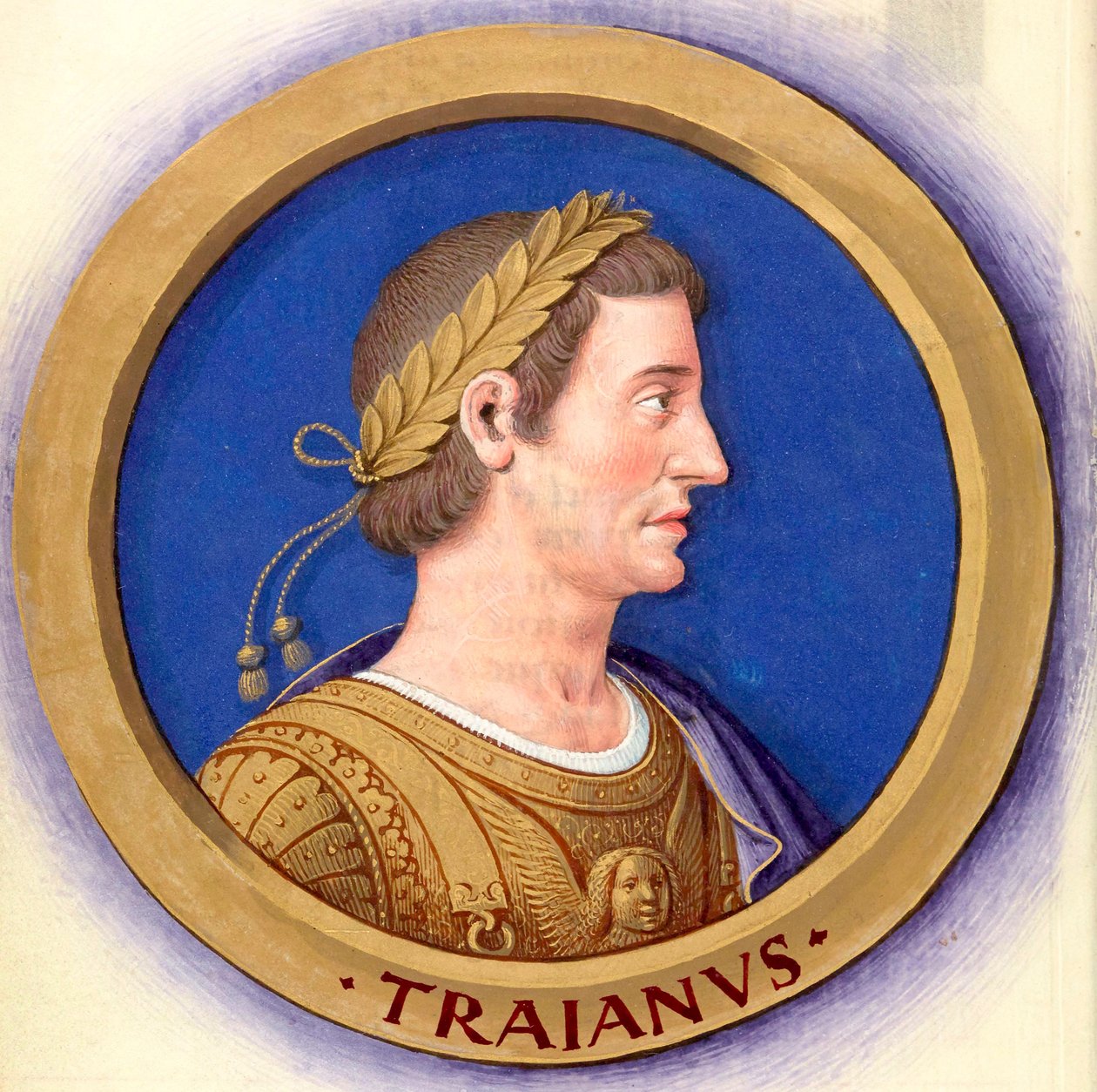 Opis dwunastu Cezarów z ich postaciami 14-Trajan autorstwa Jean Bourdichon
