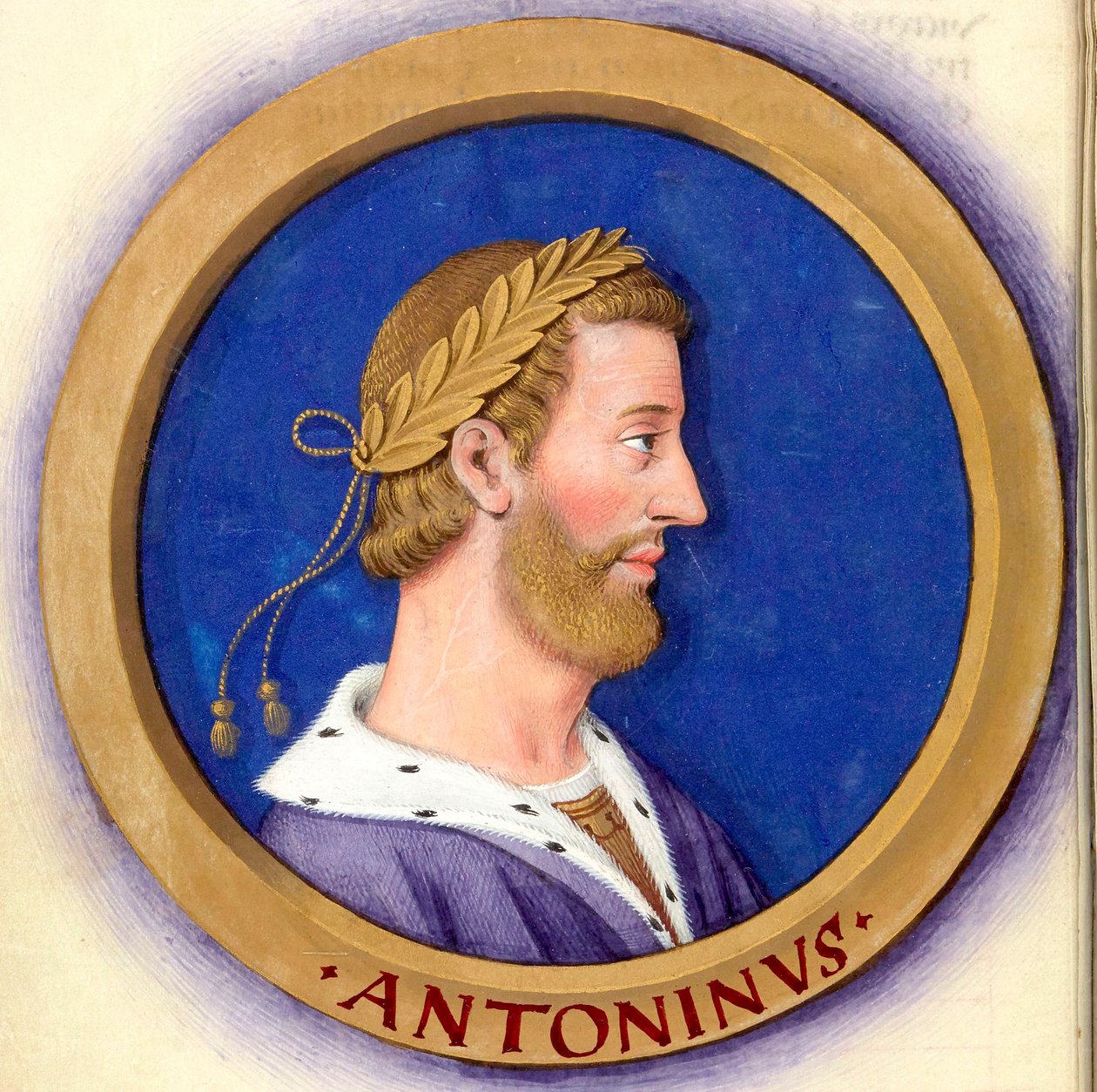 Opis dwunastu Cezarów z ich postaciami 16-Antoninus le Pieux autorstwa Jean Bourdichon