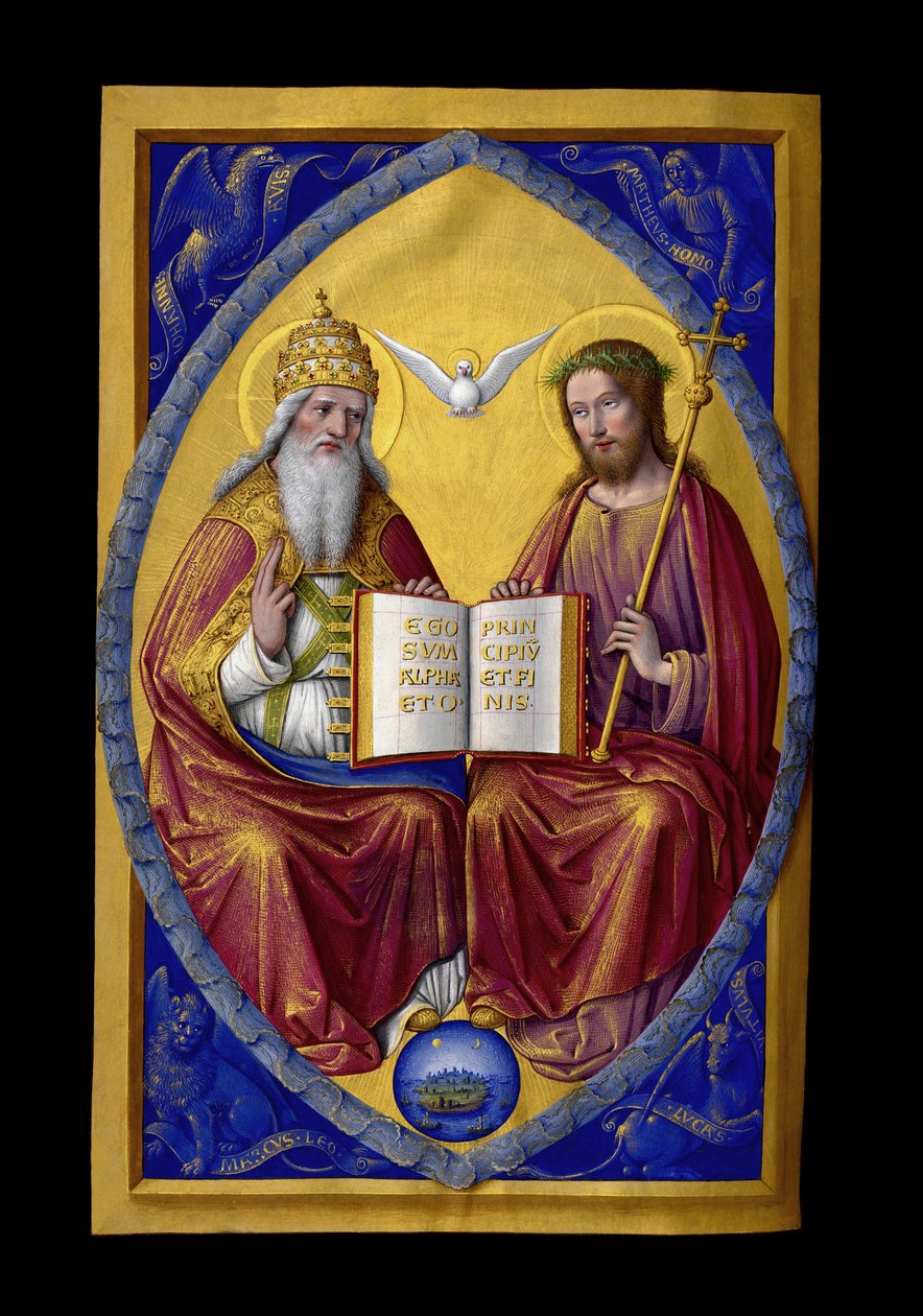 Trójca Święta, miniatura z Grandes Heures Anny Bretanii, królowej Francji (1477-1514) autorstwa Jean Bourdichon