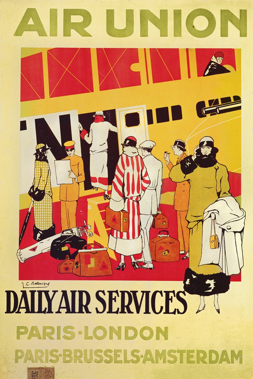 Plakat reklamujący Air Union, ok. 1925 autorstwa Jean Camille Bellaigue