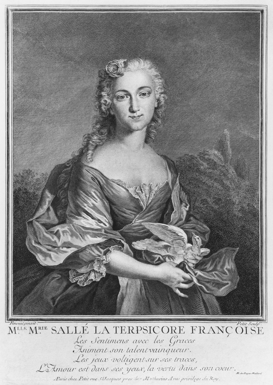 Mademoiselle Marie Salle jako francuski Terpsichore, grawerowane przez Petit (patrz także 414545) autorstwa Jean Cesar Fenouil