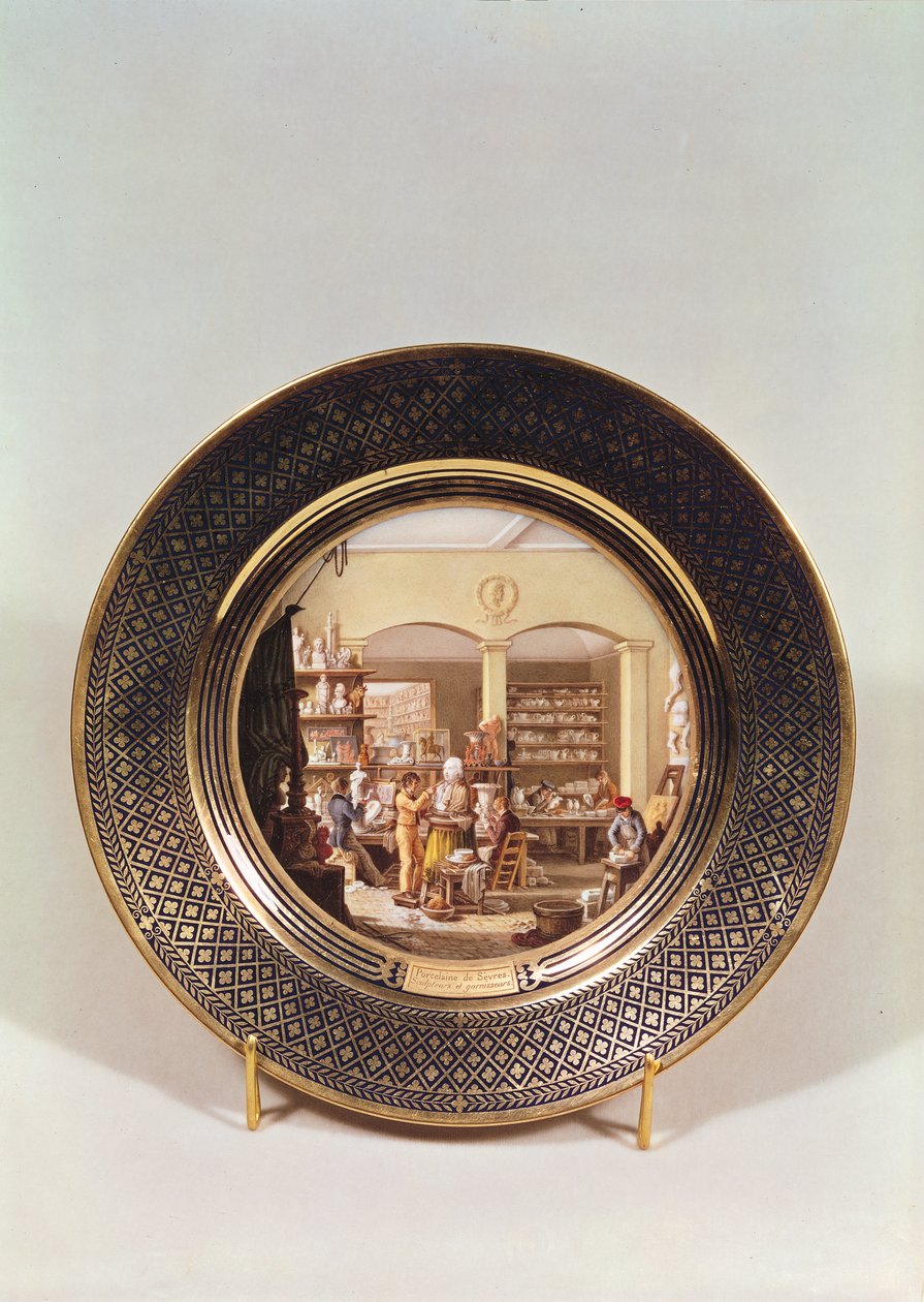 Tabliczka przedstawiająca warsztat Sevres w okresie dyrekcji Alexandre Brogniarta (1770-1847) (porcelana) autorstwa Jean Charles Develly