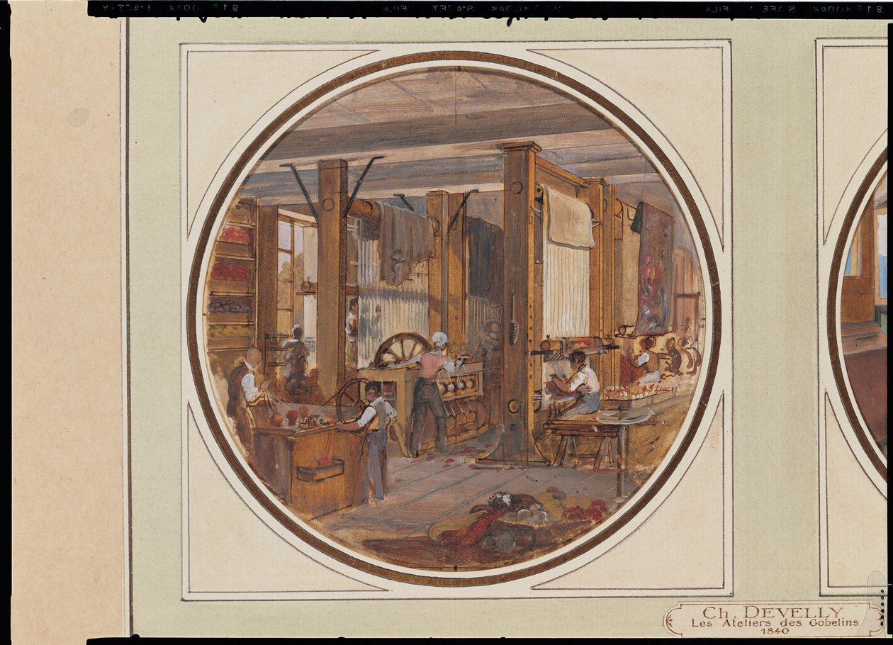 Warsztat gobelinów, 1840 (patrz także 27889) autorstwa Jean Charles Develly