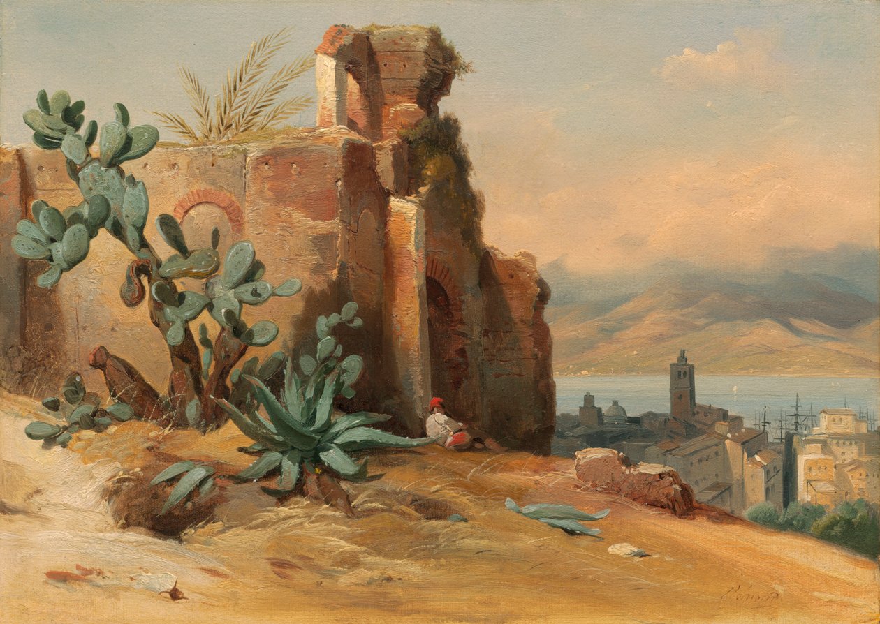 Starożytne ruiny w pobliżu Mesyny, Sycylia autorstwa Jean Charles Joseph Rémond