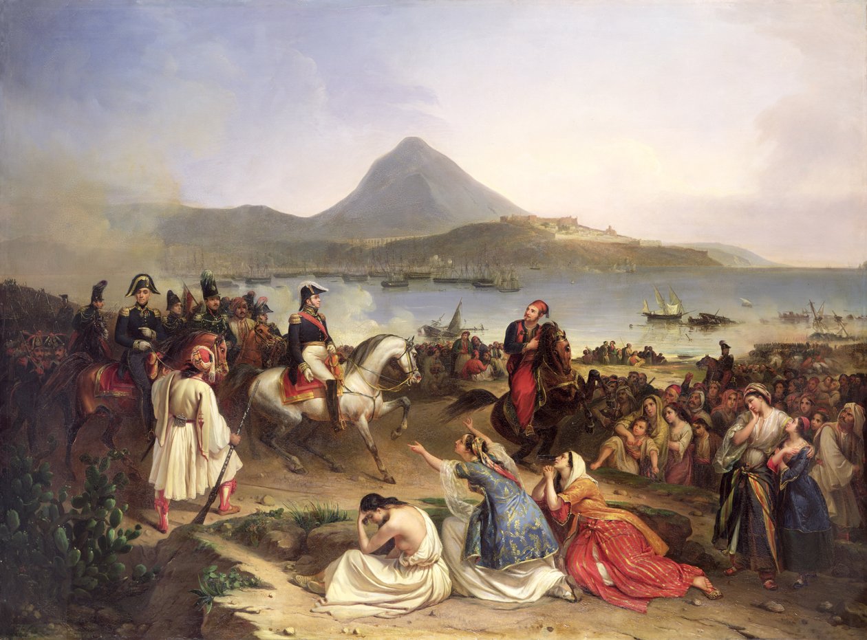 Spotkanie generała Nicolasa Josepha Maisona (1771-1840) z Ibrahimem Paszą (1789-1848) w Navarino, wrzesień 1828, 1838 autorstwa Jean Charles Langlois