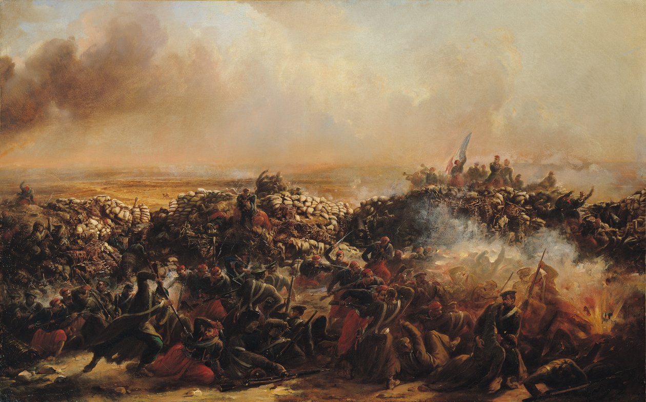 Bitwa pod Sewastopolu, środkowa część tryptyku, po 1855 (patrz także 70336 i 70338) autorstwa Jean Charles Langlois