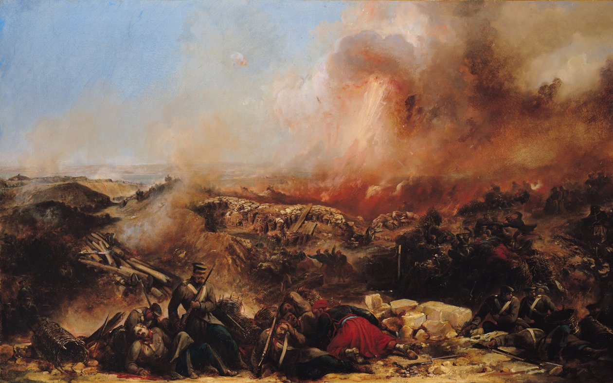 Bitwa pod Sewastopolu, lewa część tryptyku, po 1855 (patrz także 70336 i 70337) autorstwa Jean Charles Langlois