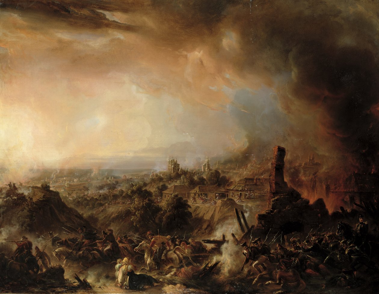 Spalenie Moskwy w 1812, 1854 autorstwa Jean Charles Langlois