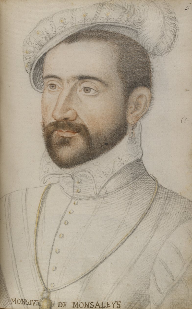 Jacques de Balaguier (czarne, czerwone i żółte kredki na papierze) autorstwa Jean Clouet
