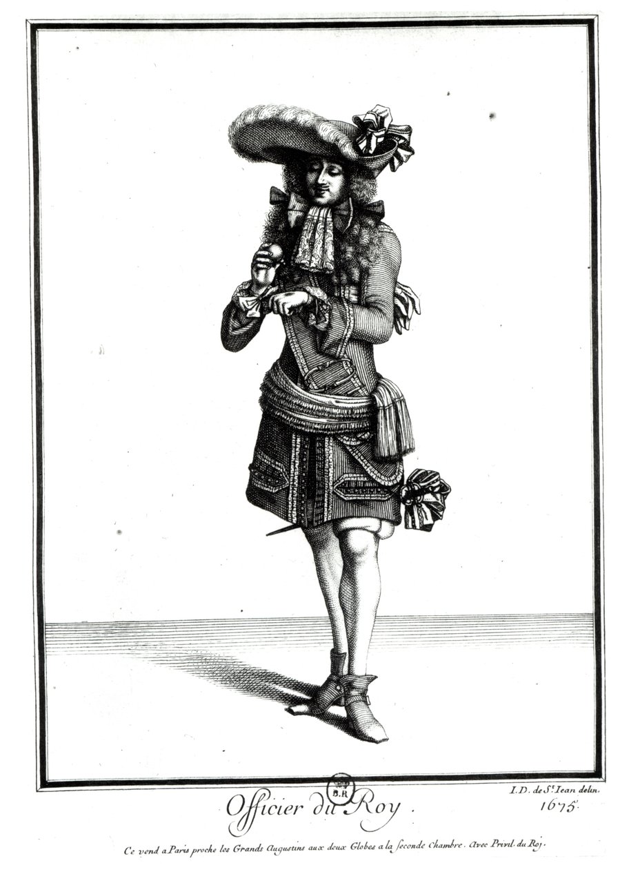 Oficer królewski, 1675 (druk bw) autorstwa Jean Dieu de Saint Jean