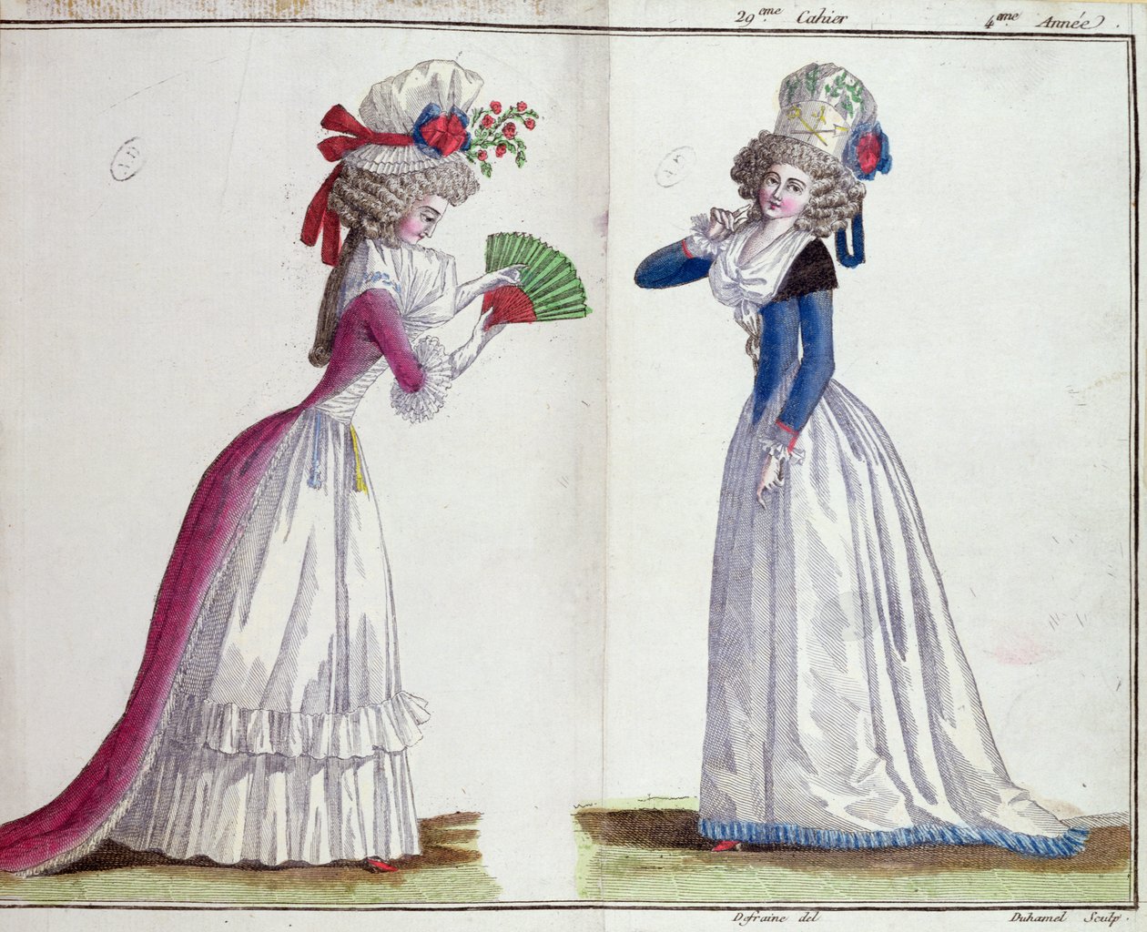Talerz z modą, 1789 (kolor grawerowany) autorstwa Jean Florent Defraine