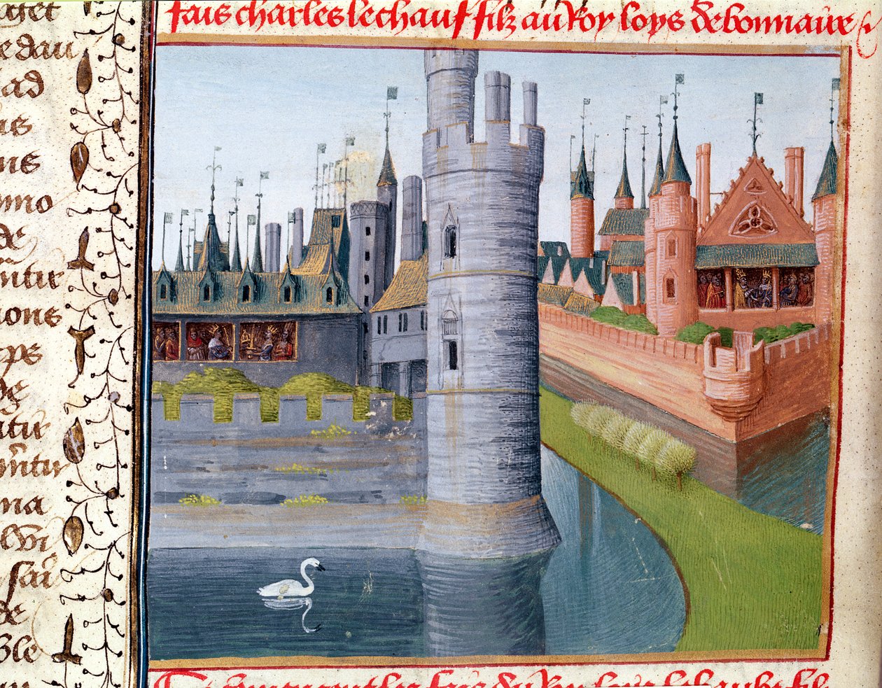 Pani Fr 6465 fol.151v Życie Ludwika II (846-79) „Jąkanie”, z Grandes Chroniques de France, c.1460 autorstwa Jean Fouquet