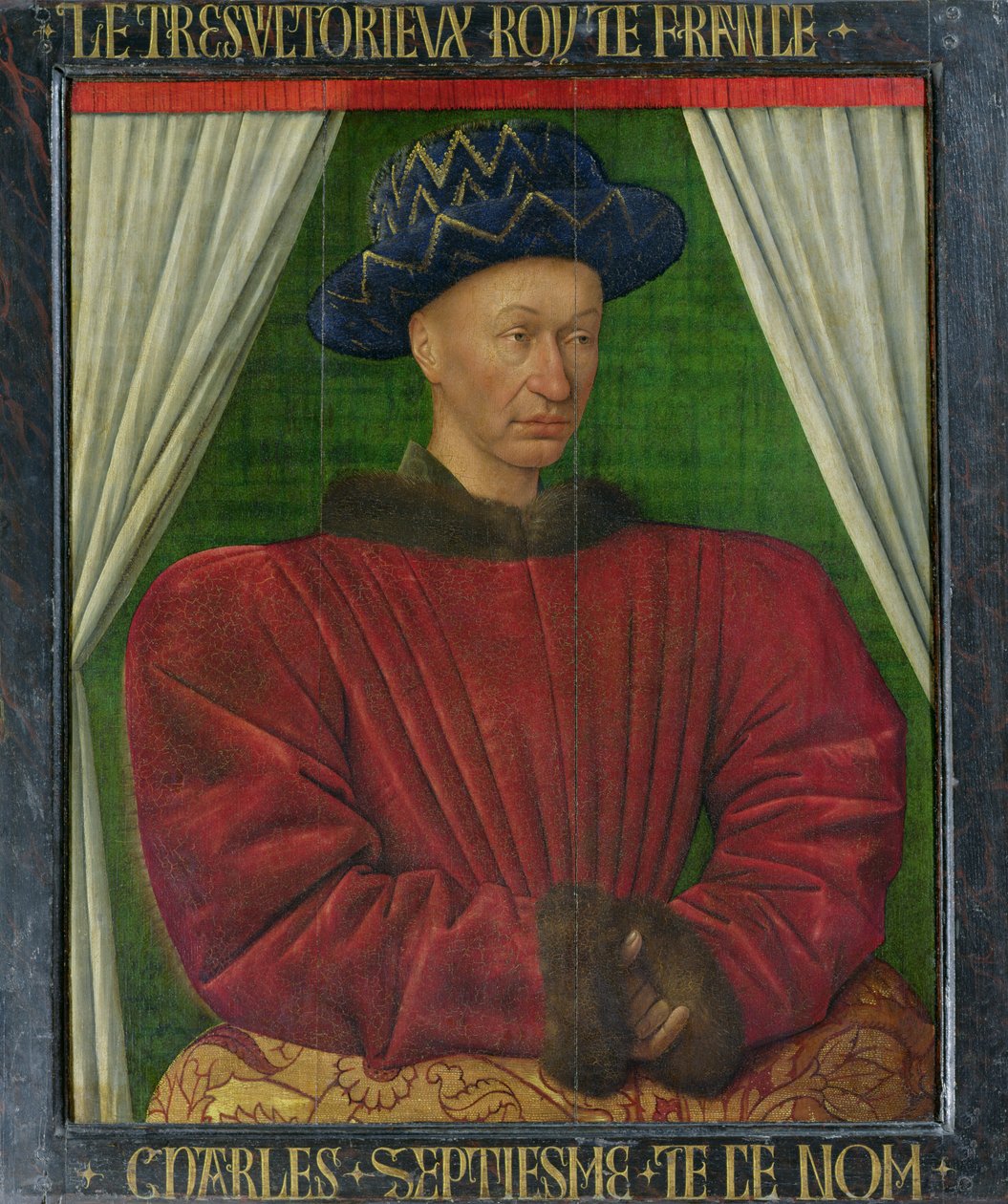 Portret Karola VII, ok.1445-50 autorstwa Jean Fouquet