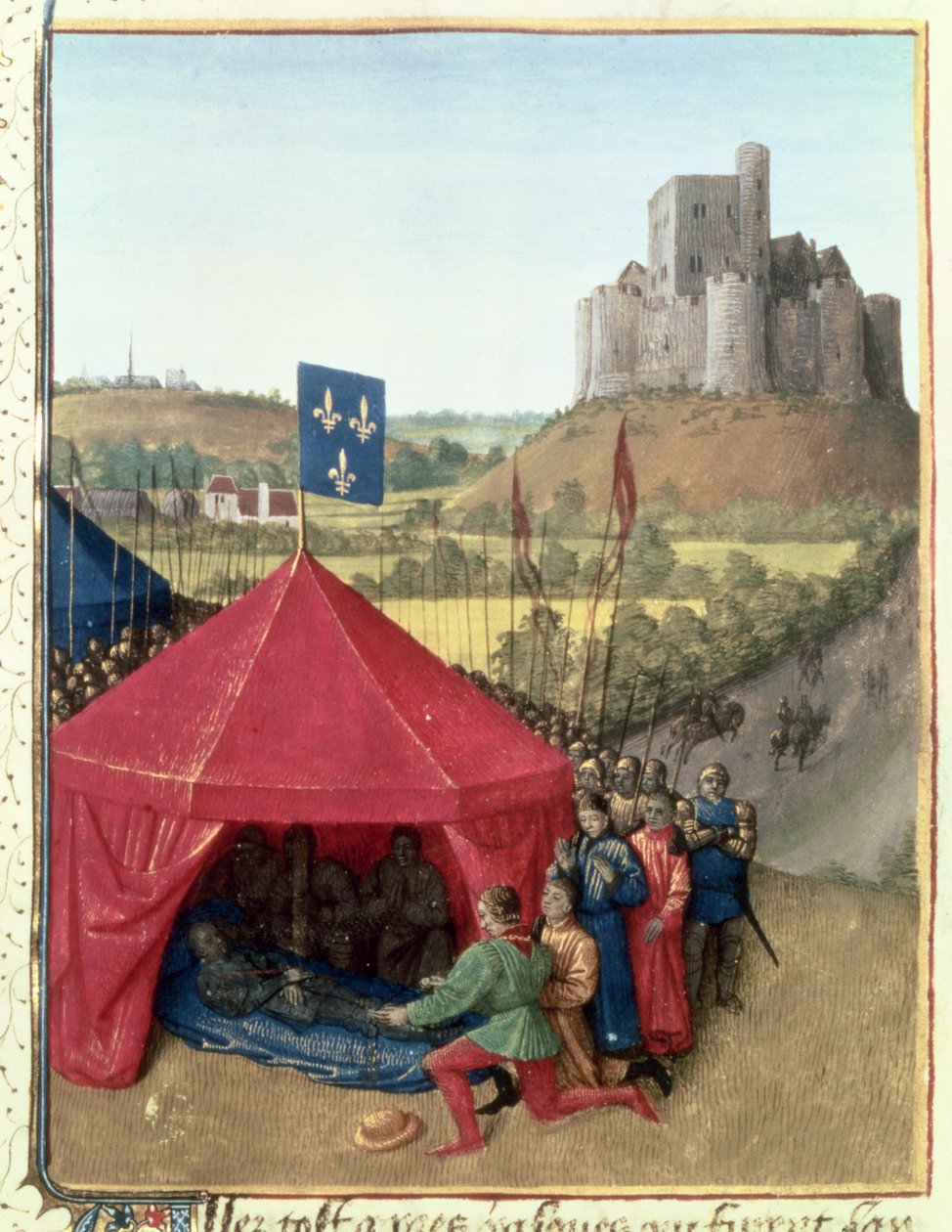 Śmierć Bertranda du Geusclin (ok.1320-80) w Chateauneuf-de-Randon autorstwa Jean Fouquet