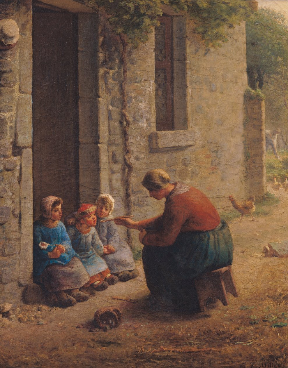 Karmienie młodych, 1850 autorstwa Jean Francois Millet