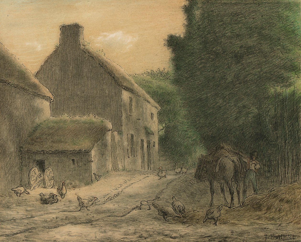 Gospodarstwo w Gruchy .u autorstwa Jean Francois Millet