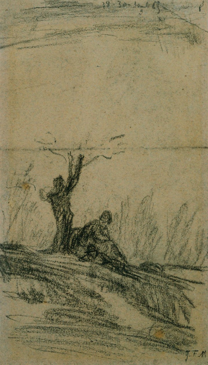 Postać siedząca pod drzewem autorstwa Jean Francois Millet