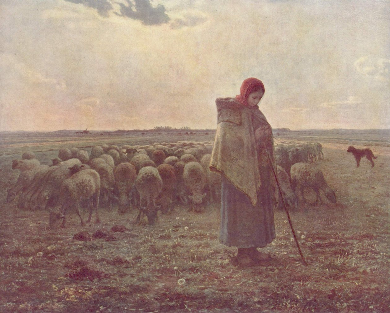 Dziewczyna pasie owce autorstwa Jean-Francois Millet