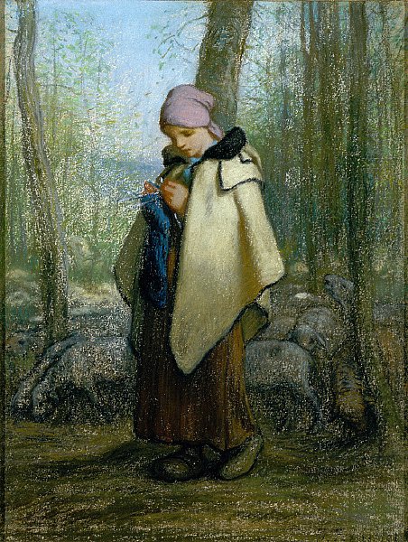 Dziewiarska pasterka autorstwa Jean-Francois Millet