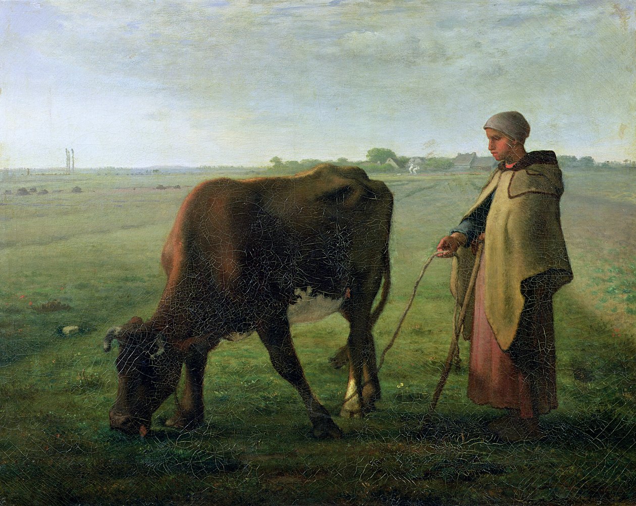 Kobieta pasąca swoją krowę, 1858 autorstwa Jean Francois Millet