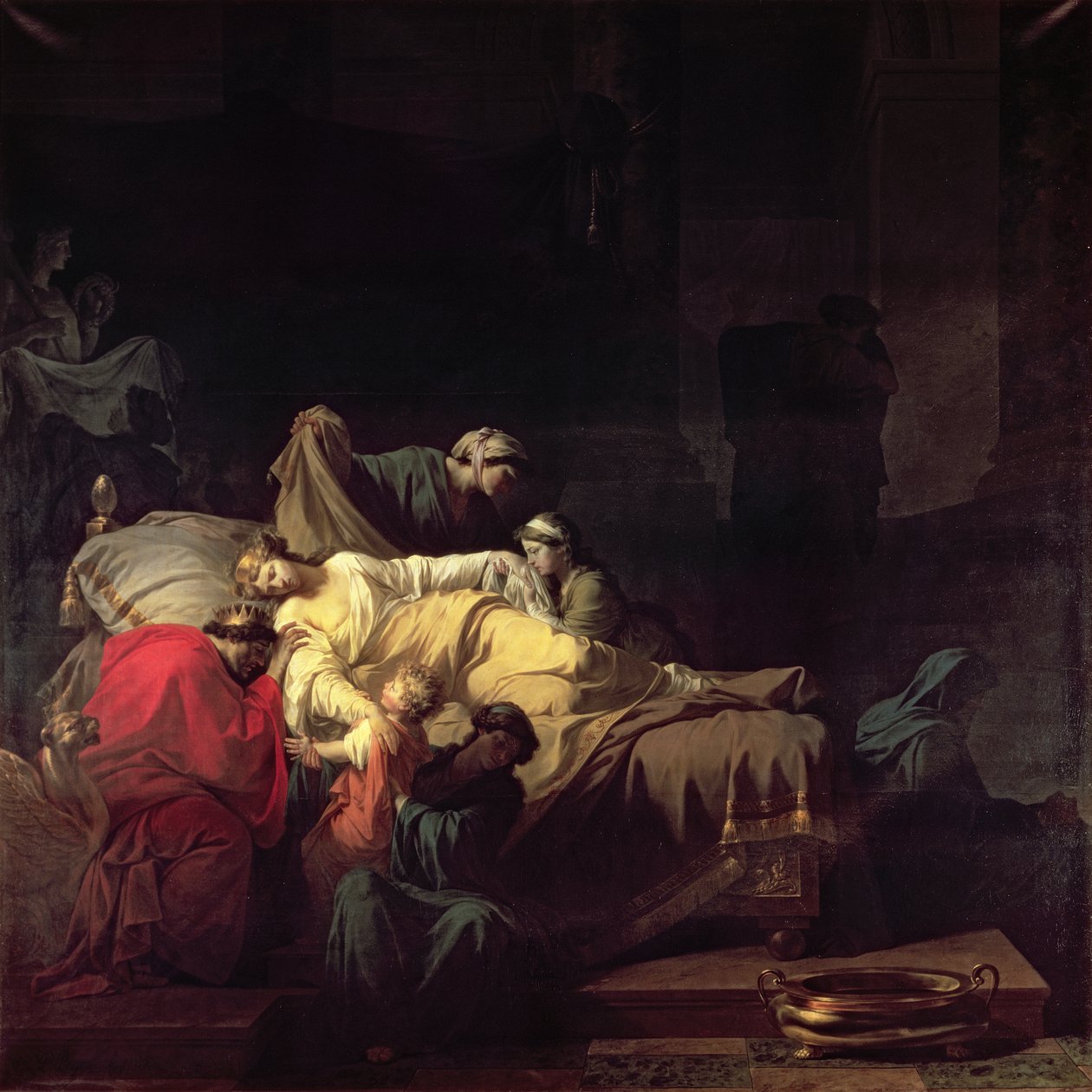 Alcestis poświęca się, by ocalić swego męża Admetusa, króla Pherae, 1785 autorstwa Jean François Pierre Peyron
