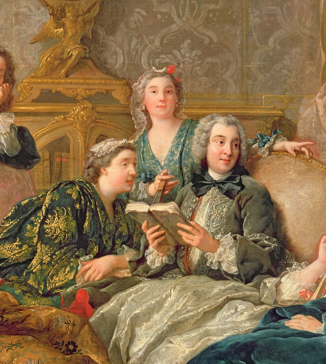 Czytanie z Moliera, ok. 1728, fragment z 29516 r. autorstwa Jean François de Troy