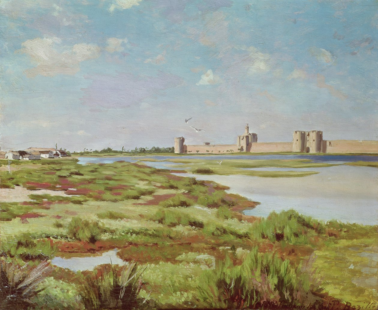 Mury miejskie Aigues-Mortes, 1867 autorstwa Jean Frederic Bazille