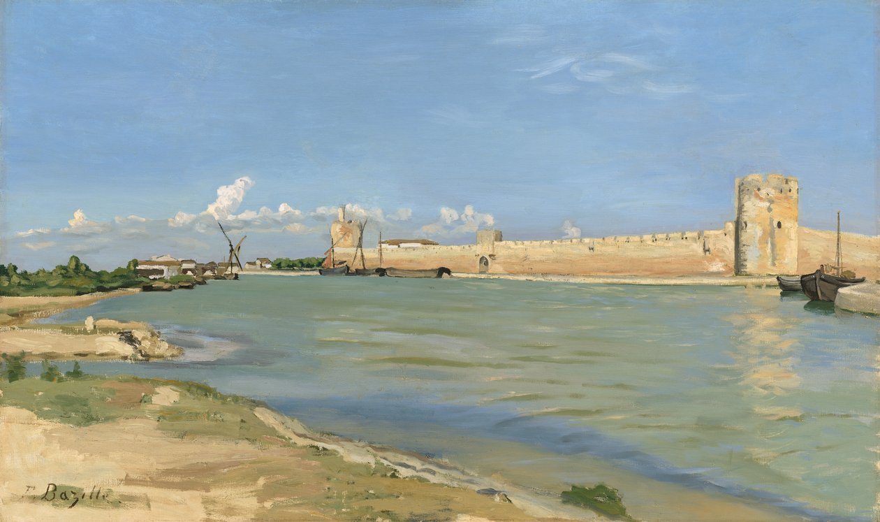 Mury obronne w Aigues-Mortes, 1867 autorstwa Jean Frederic Bazille