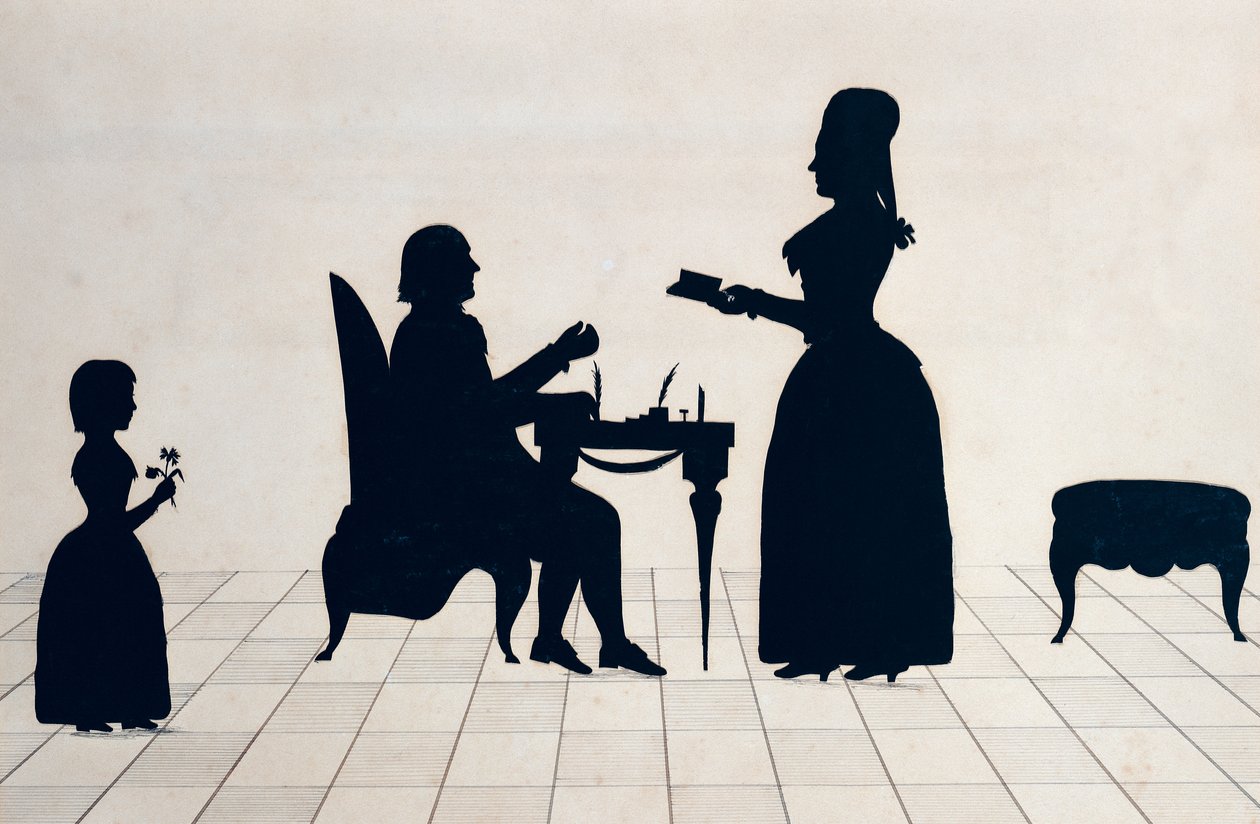 Sylwetki Monsieur i Madame Roland oraz ich córki Eudora autorstwa Jean Gaspard Lavater