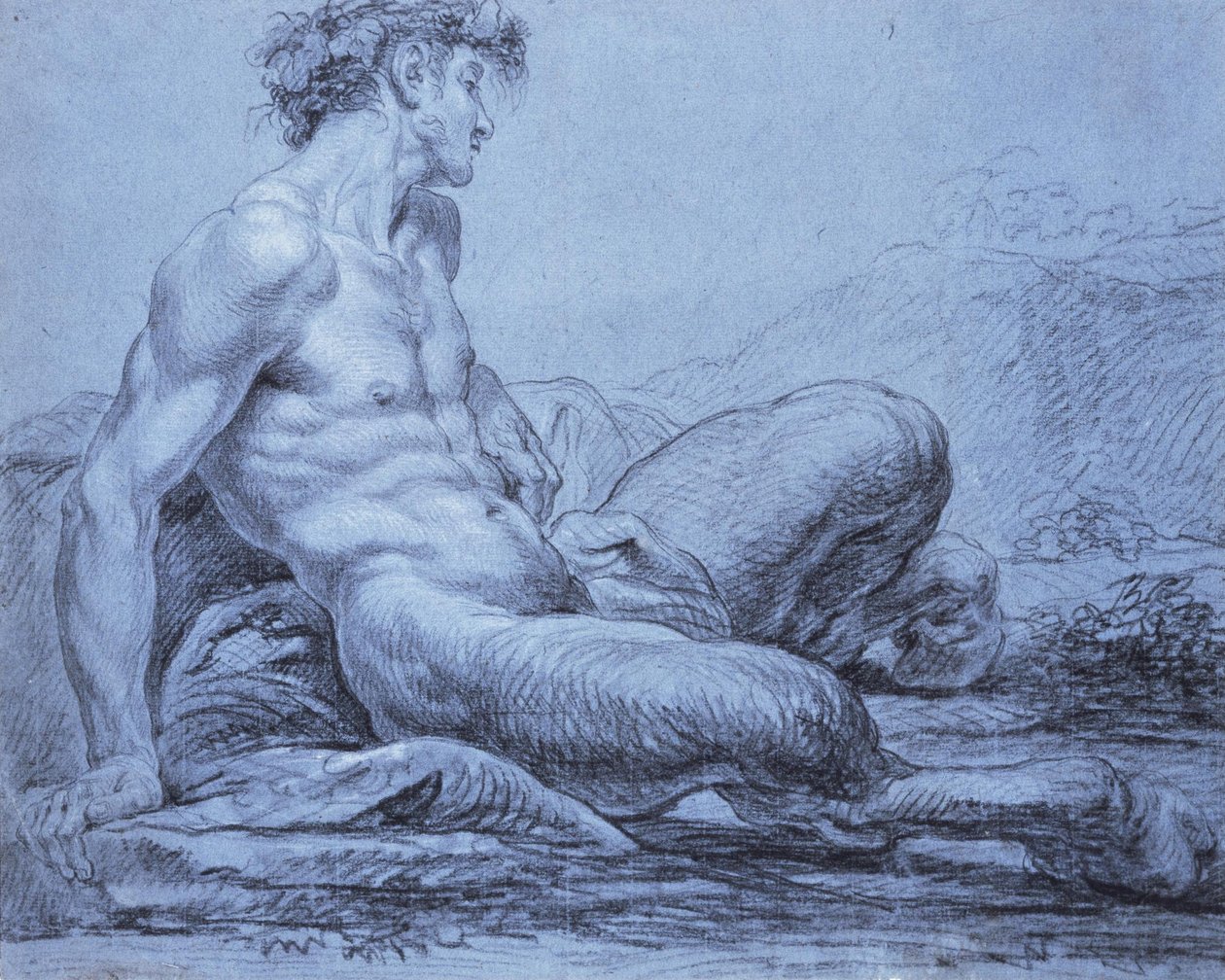 Siedzący faun autorstwa Jean Bernard Restout
