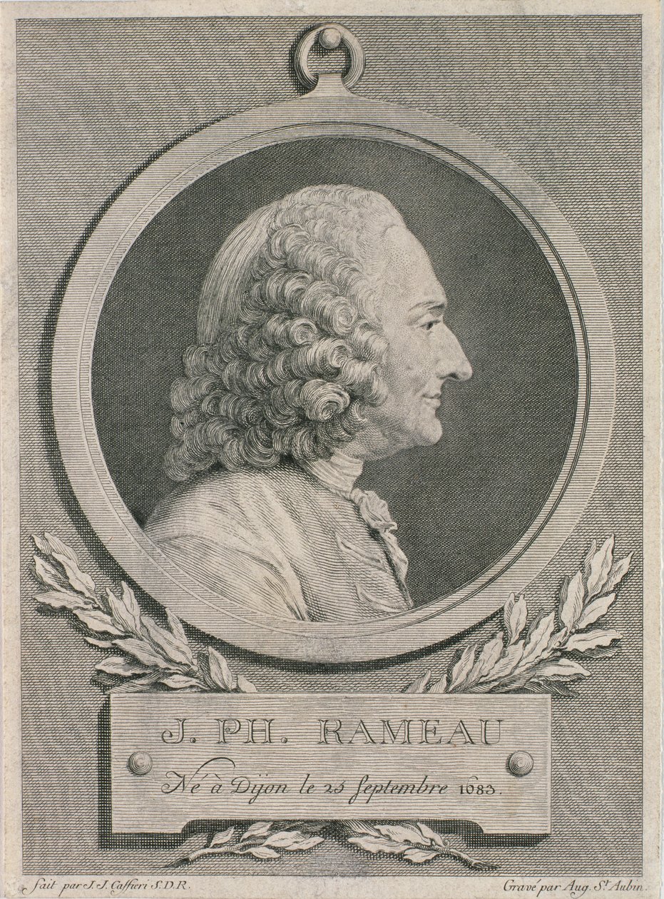 Portret Jean Philippe Rameau (1683-1764) rytowany przez Auguste de Saint-Aubin autorstwa Jean Jacques Caffieri