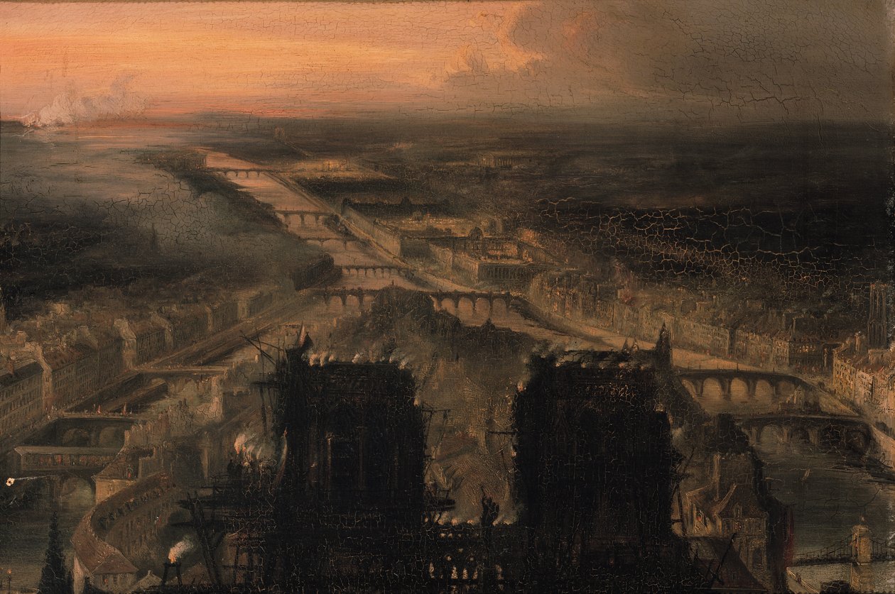 Iluminacja Notre Dame dla uczczenia wyboru księcia Ludwika-Napoleona Bonaparte (1808-73) na króla Republiki, po 1850 r. autorstwa Jean Jacques Champin