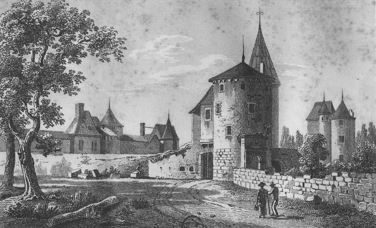 Widok na zamek de Montaigne autorstwa Jean Jerome Baugean