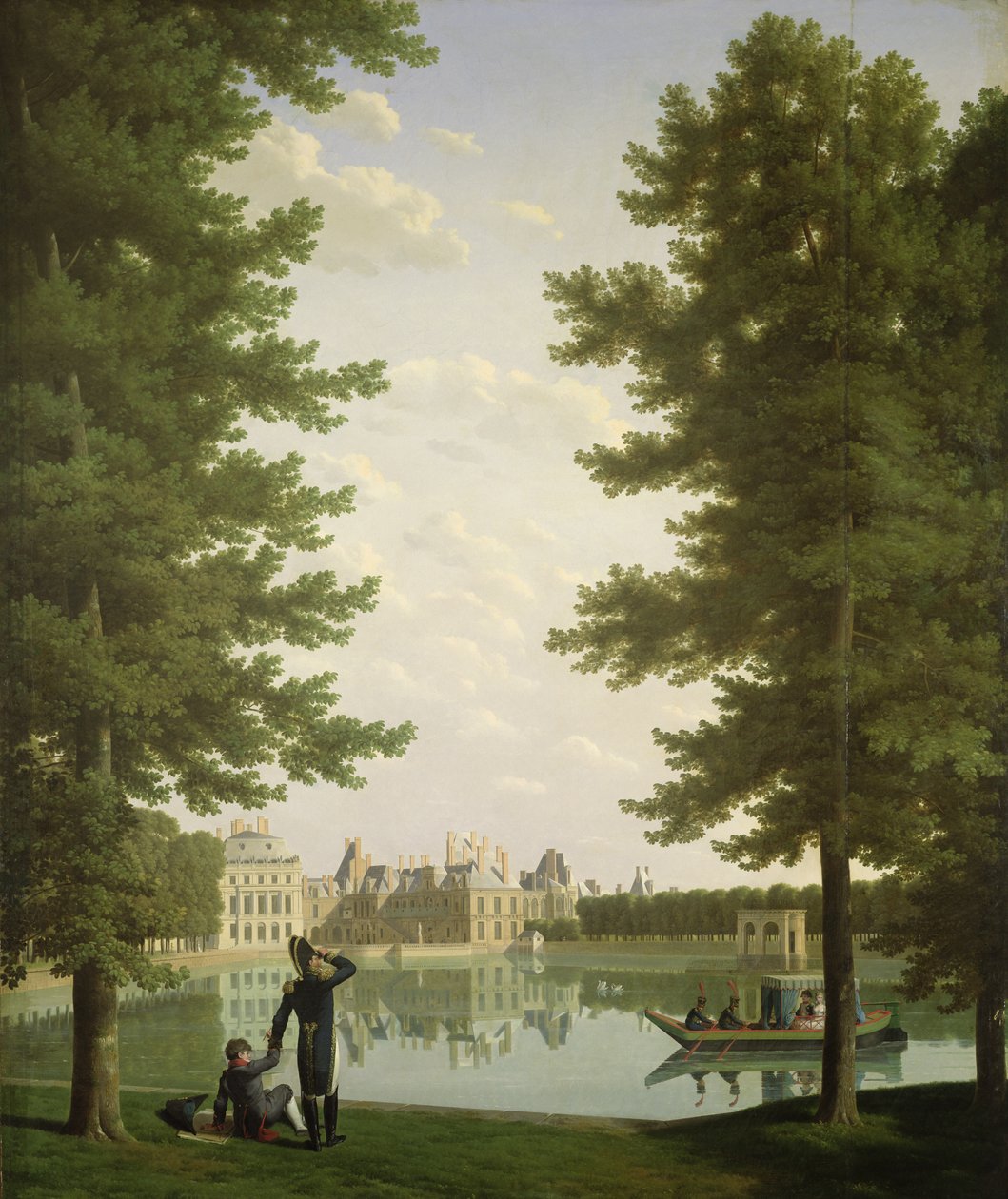 Napoleon I (1769-1821) i Marie-Louise (1791-1847) nad stawem karpiowym w Fontainebleau, 1810 autorstwa Jean Joseph and Boilly, Louis Bidauld