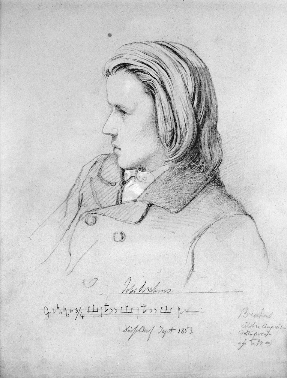 Johannes Brahms (1833-97) lat 20, 1853 autorstwa Jean Joseph Bonaventure Laurens