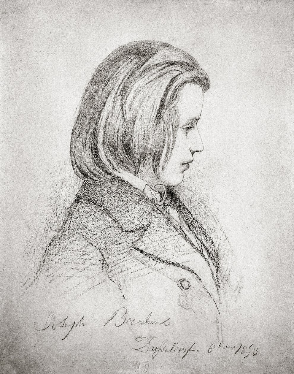 Portret Johannesa Brahmsa (1833-97) w wieku 20 lat, 1853 autorstwa Jean Joseph Bonaventure Laurens