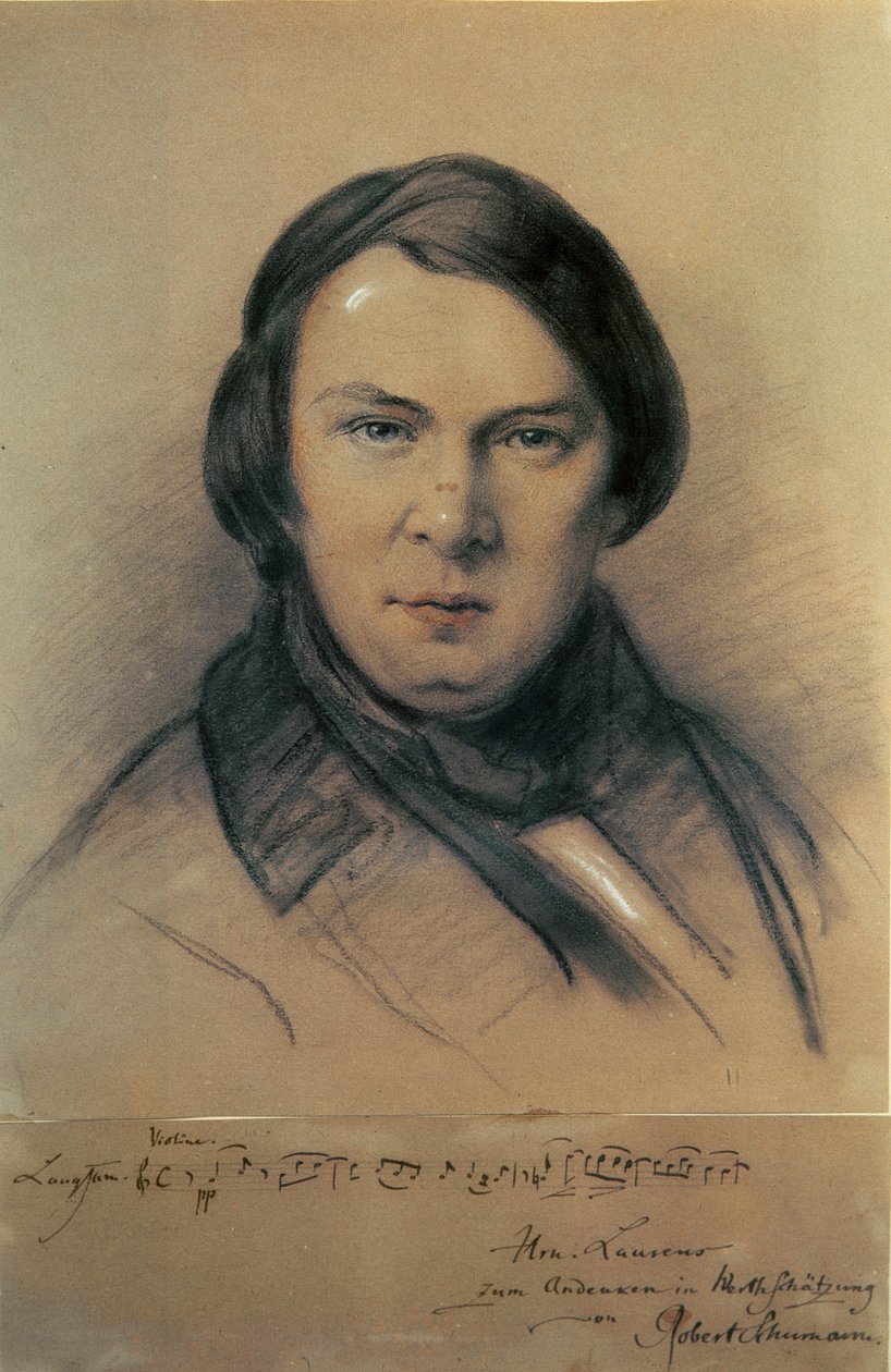 Robert Schumann (1810-56) 1853 autorstwa Jean Joseph Bonaventure Laurens