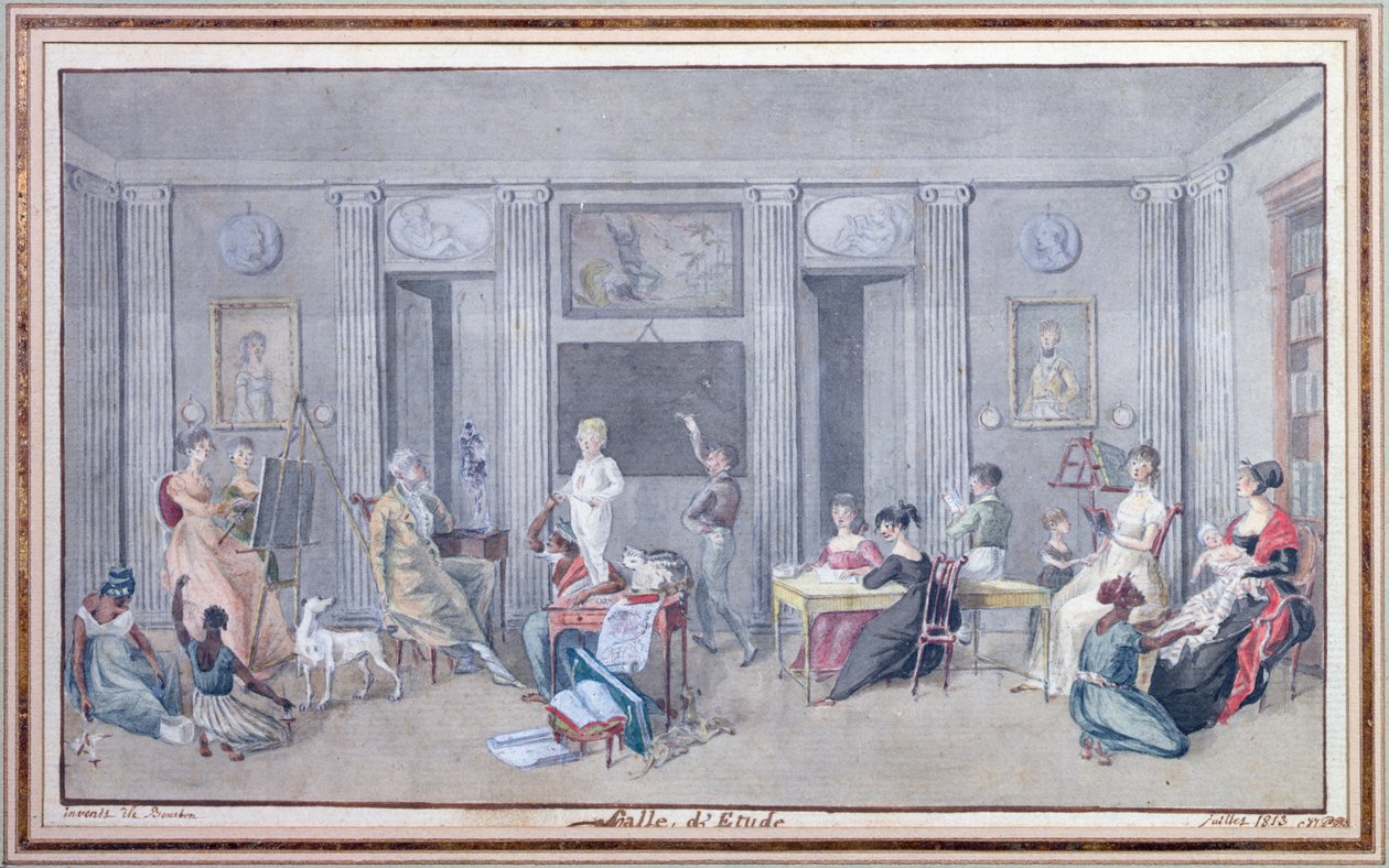 Rodzina w gabinecie na wyspie Reunion, 1813 r. autorstwa Jean Joseph Patu de Rosemont