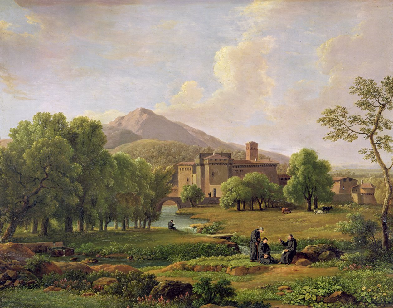 Widok klasztoru Grottaferrata, 1844 autorstwa Jean Joseph Xavier Bidauld